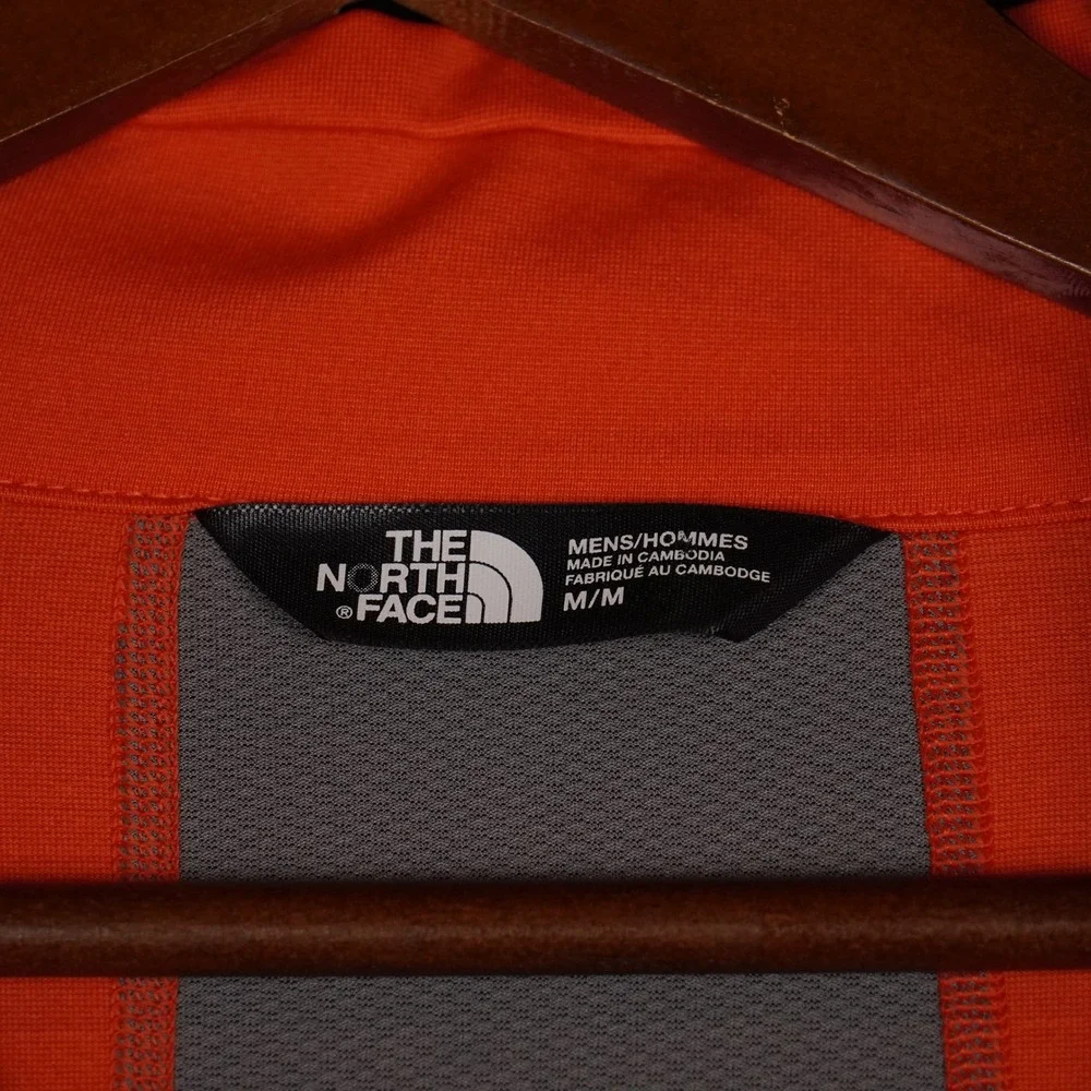 The North Face Pullover Mens Medium Orange Grey Quarter Zip Active